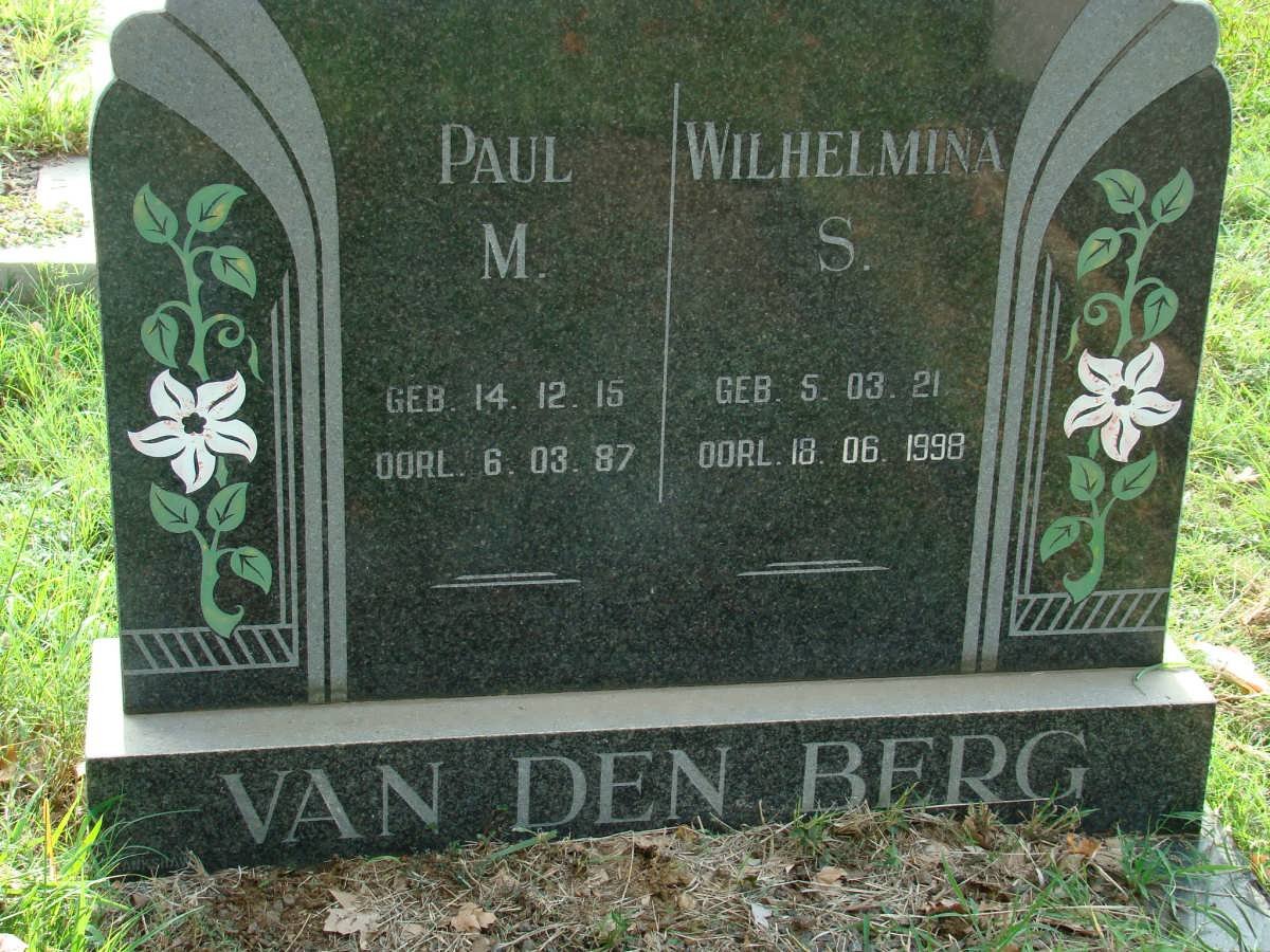 BERG Paul M., van den 1915-1987 &amp; Wilhelmina S. 1921-1998