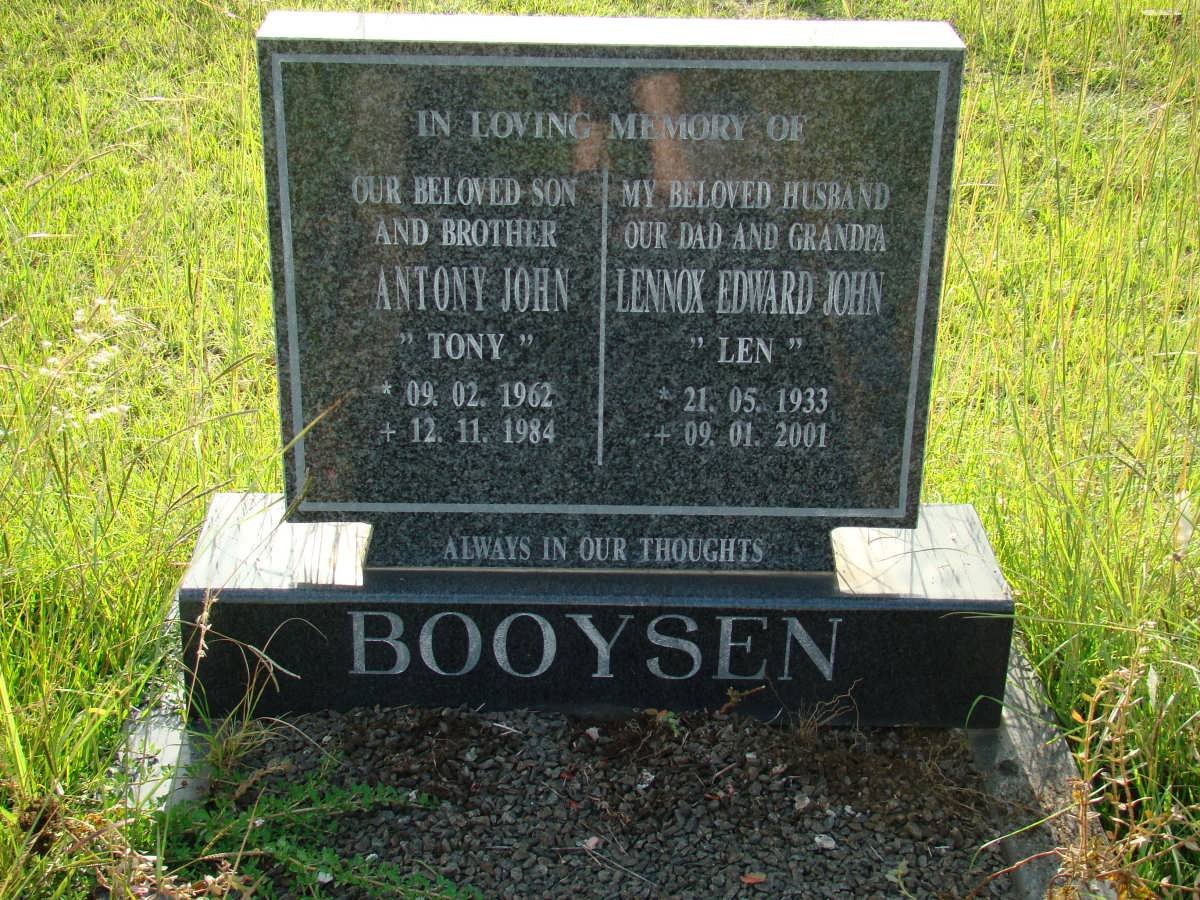 BOOYSEN Lennox Edward John 1933-2001 :: BOOYSEN Antony John 1962-1984