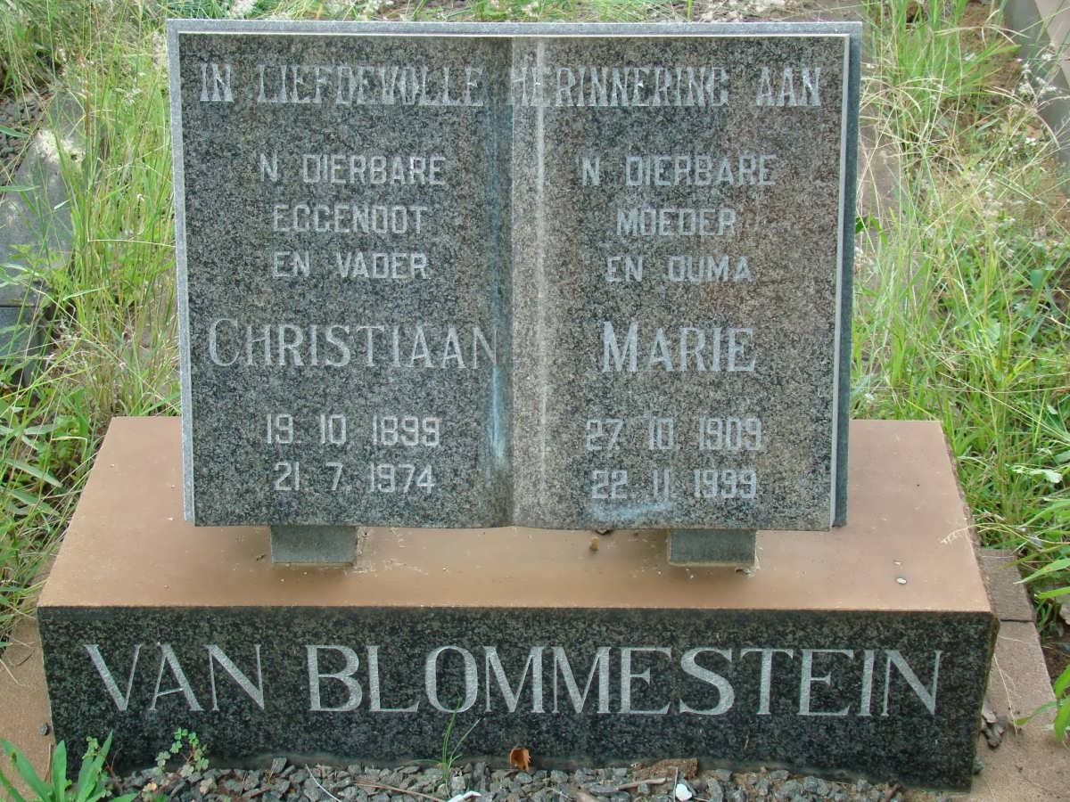 BLOMMESTEIN Christiaan, van 1899-1974 &amp; Marie 1909-1999