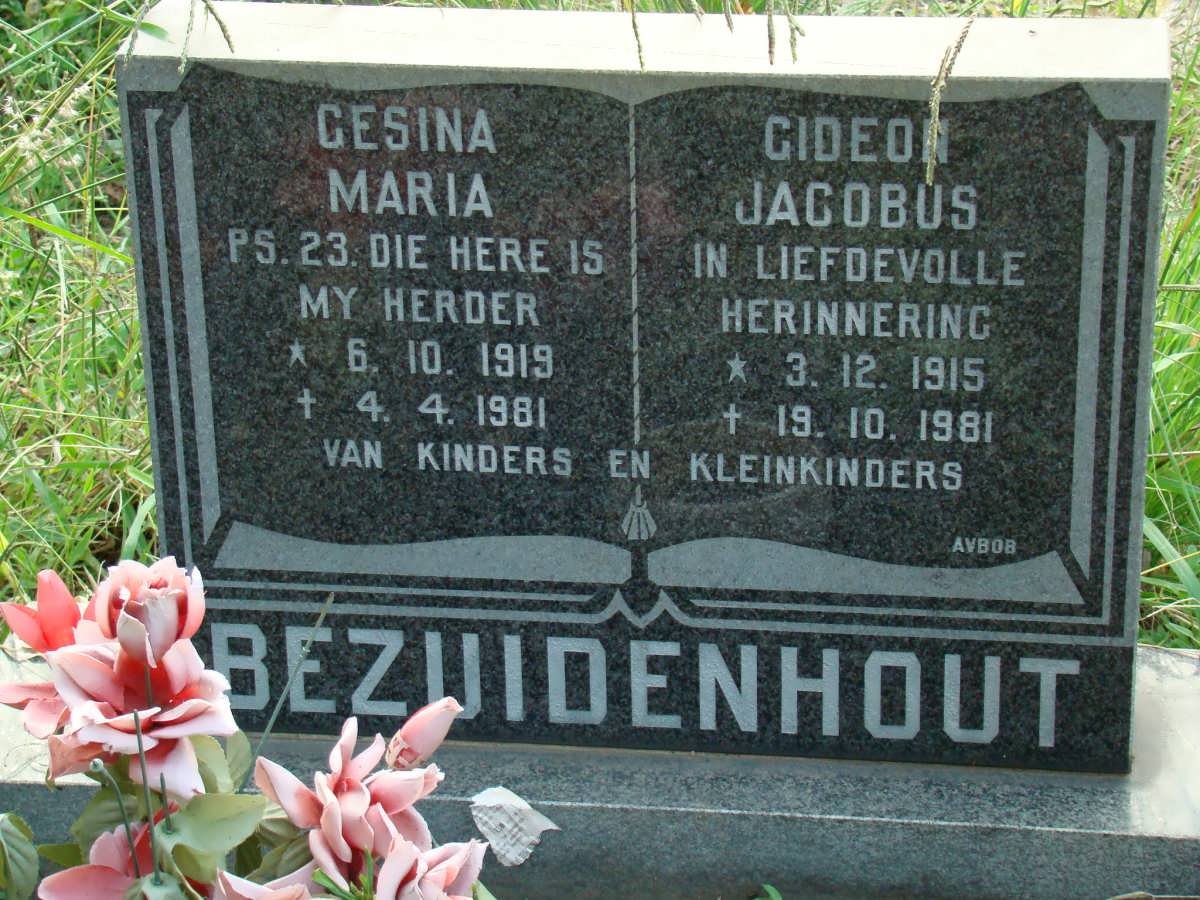 BEZUIDENHOUT Gideon Jacobus 1915-1981 &amp; Gesina Maria 1919-1981