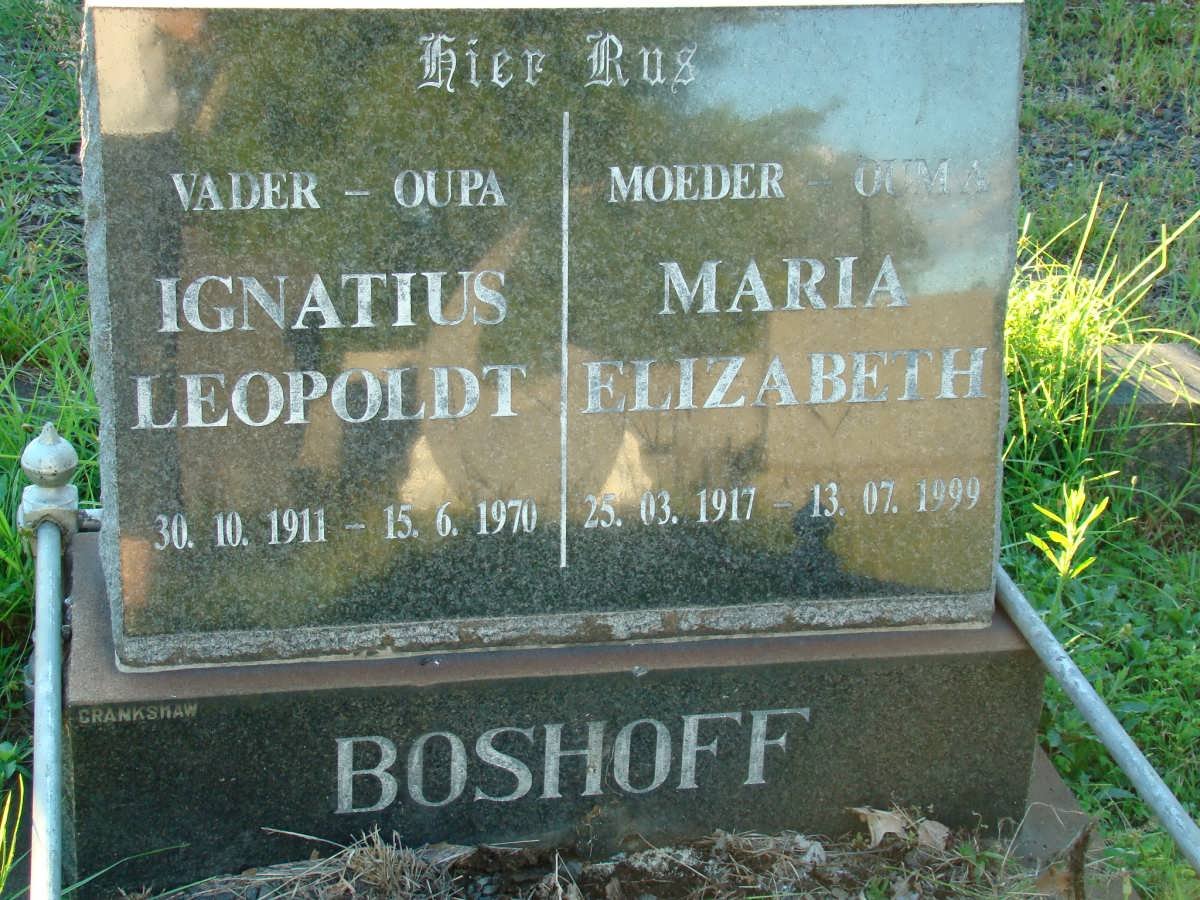 BOSHOFF Ignatius Leopoldt 1911-1970 &amp; Maria Elizabeth 1917-1999
