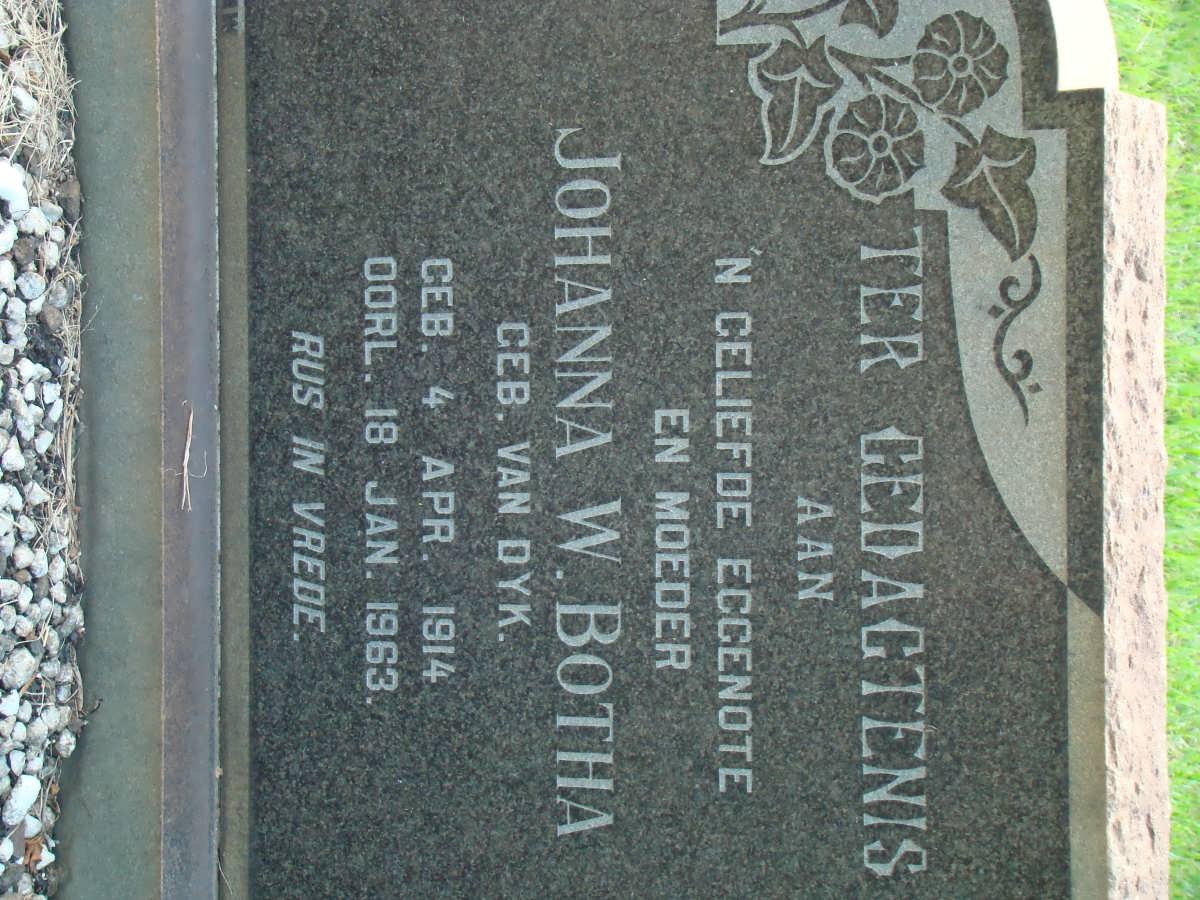 BOTHA Johanna W. nee VAN DYK 1914-1963