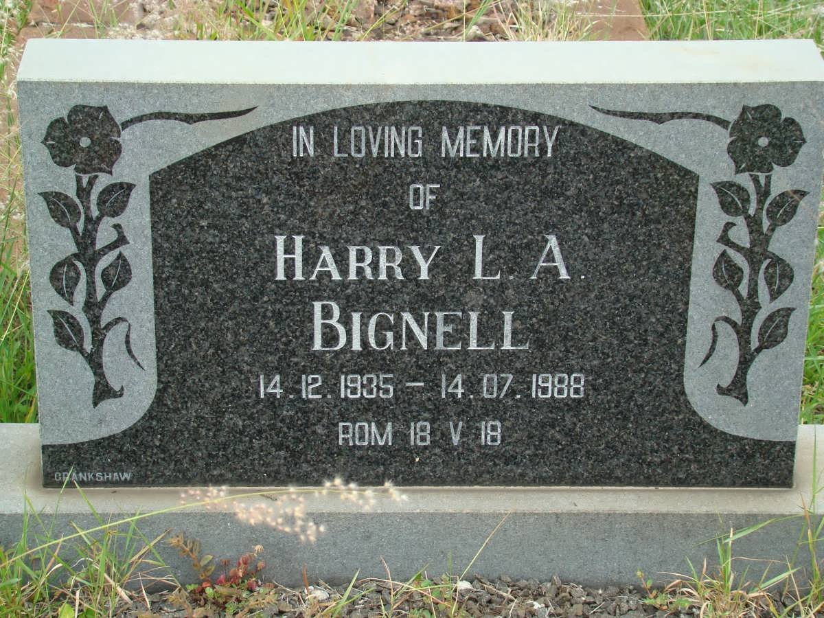 BIGNELL Harry L.A. 1935-1988