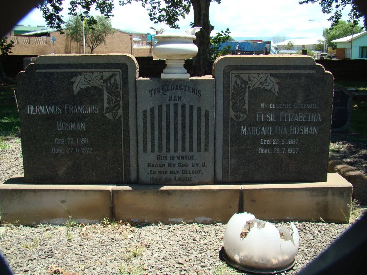 BOSMAN Hermanus Francois 1911-1977 &amp; Elsie Elizabetha Margaretha 1887-1957