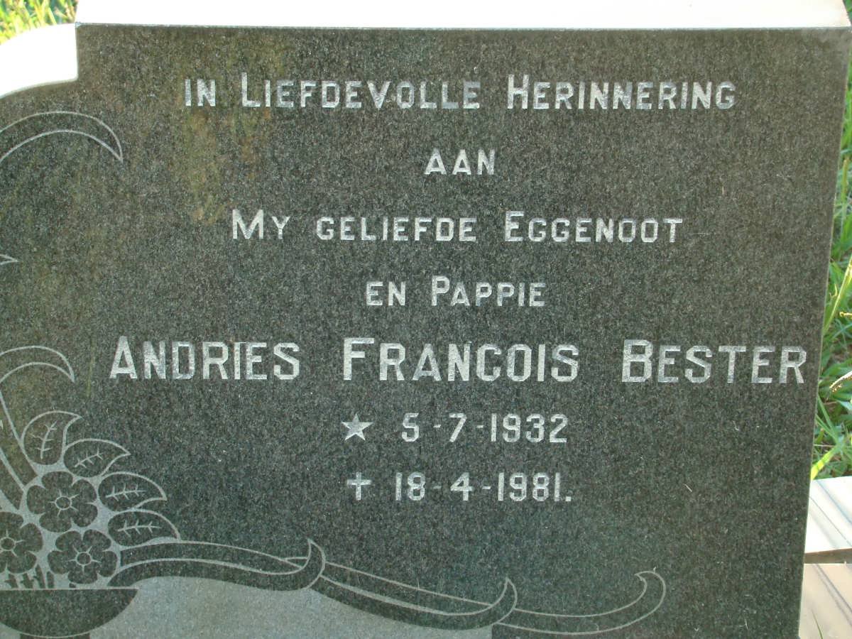 BESTER Andries Francois 1932-1981