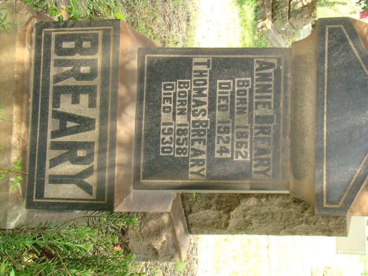 BREARY Thomas 1858-1930 &amp; Annie 1862-1924