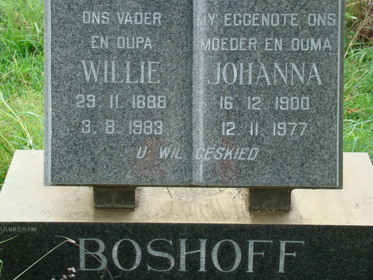 BOSHOFF Willie 1888-1983 &amp; Johanna 1900-1977