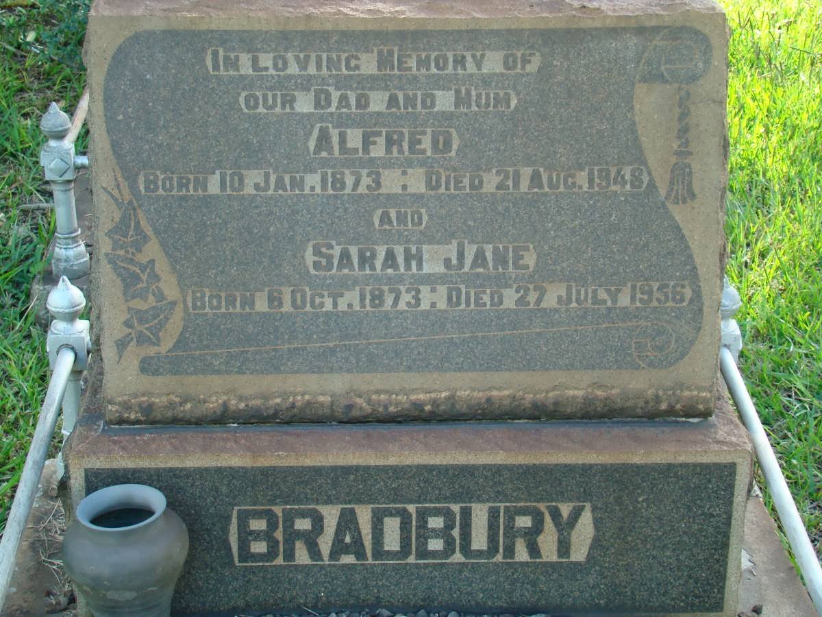 BRADBURY Alfred 1873-1948 &amp; Sarah Jane 1873-1956