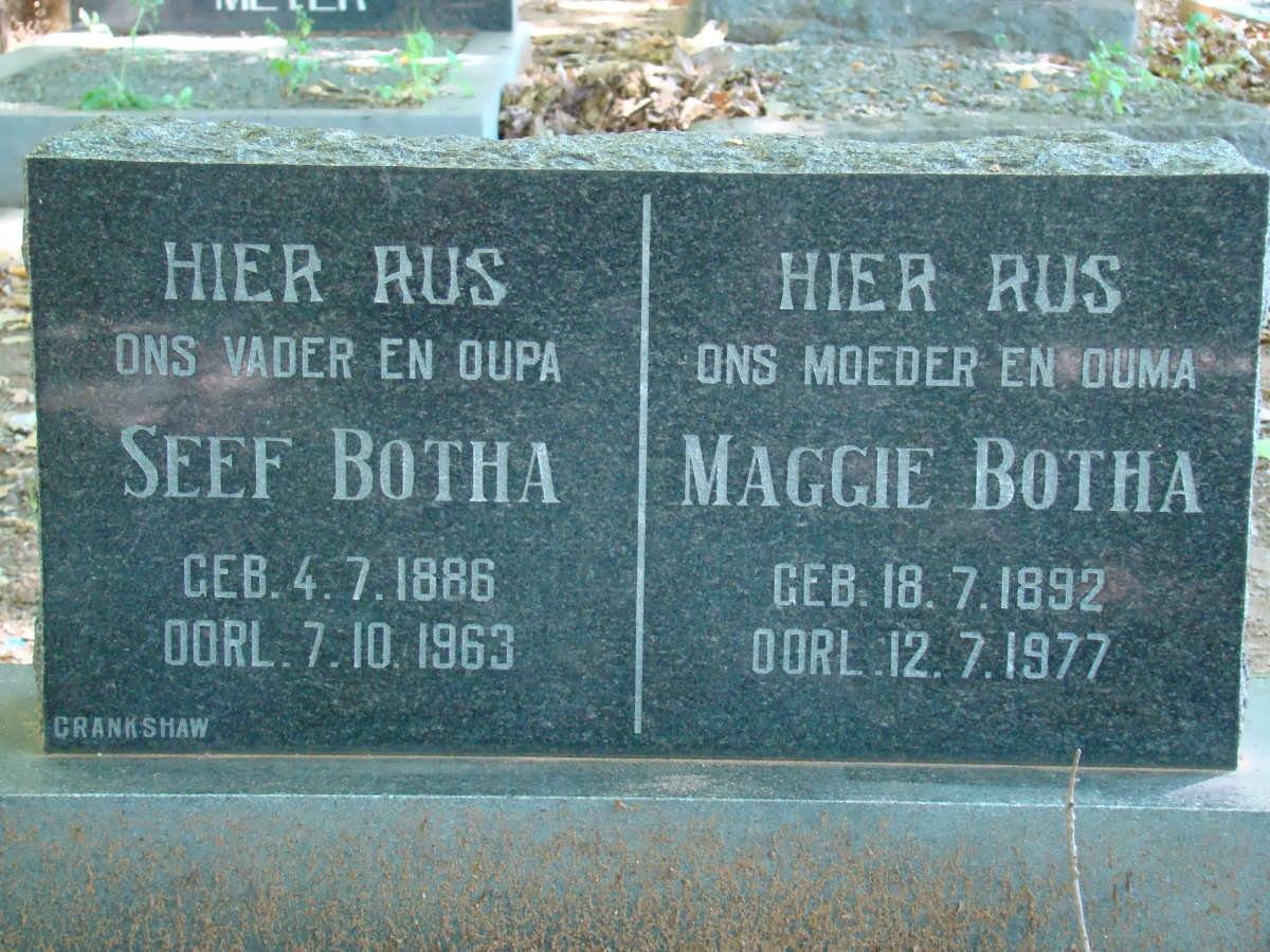 BOTHA Seef 1886-1963 &amp; Maggie 1892-1977