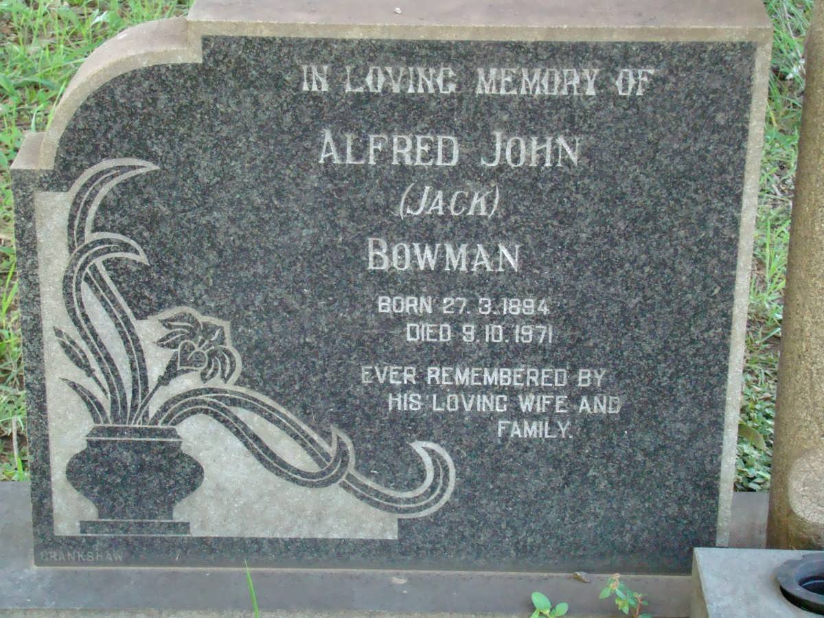 BOWMAN Alfred John 1894-1971