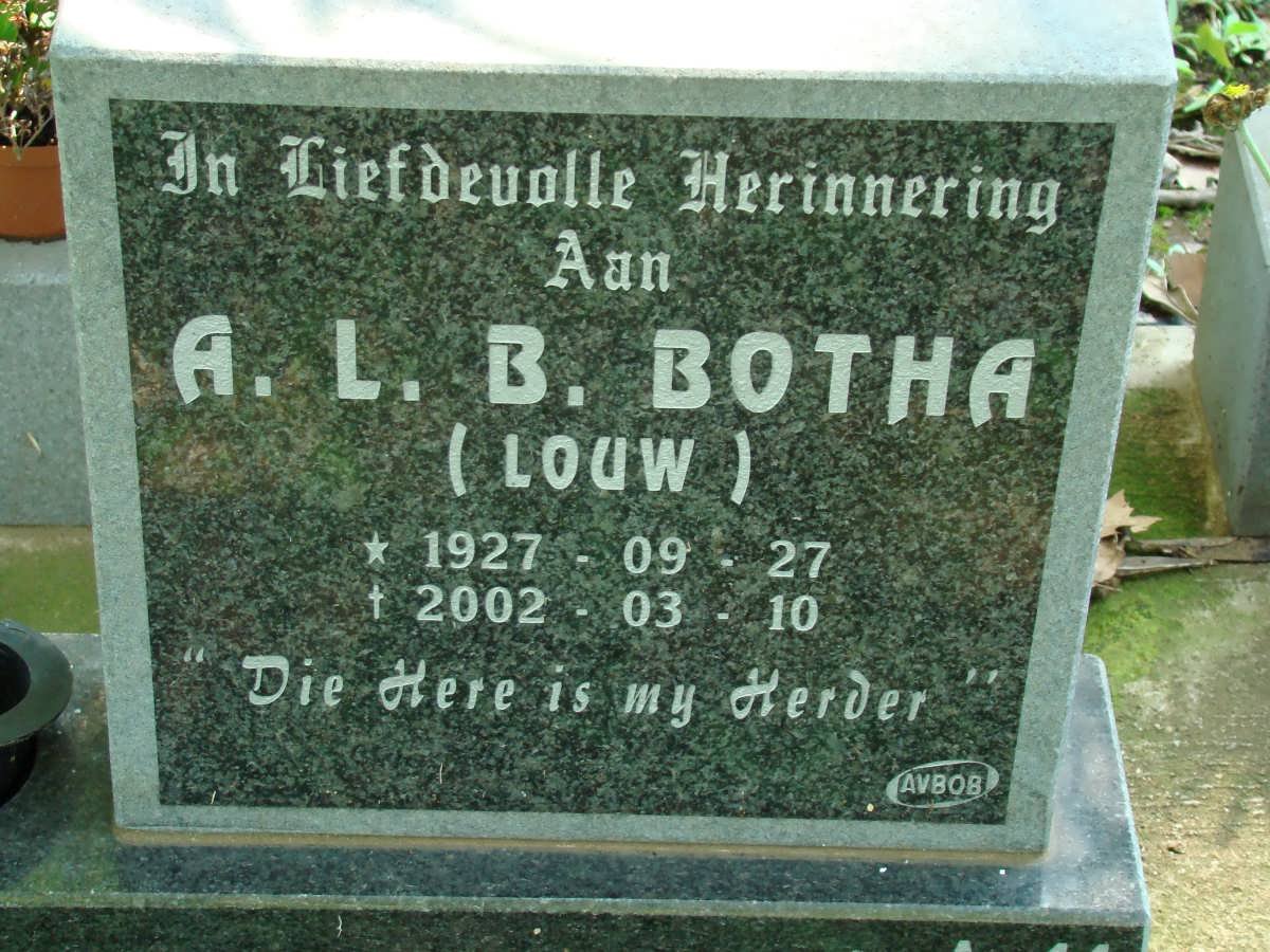 BOTHA A.L.B. nee LOUW 1927-2002