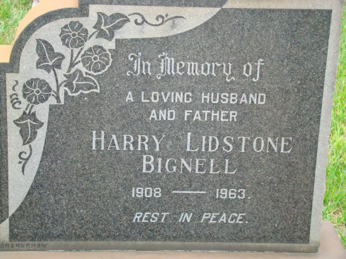 BIGNELL Harry Lidstone 1908-1963