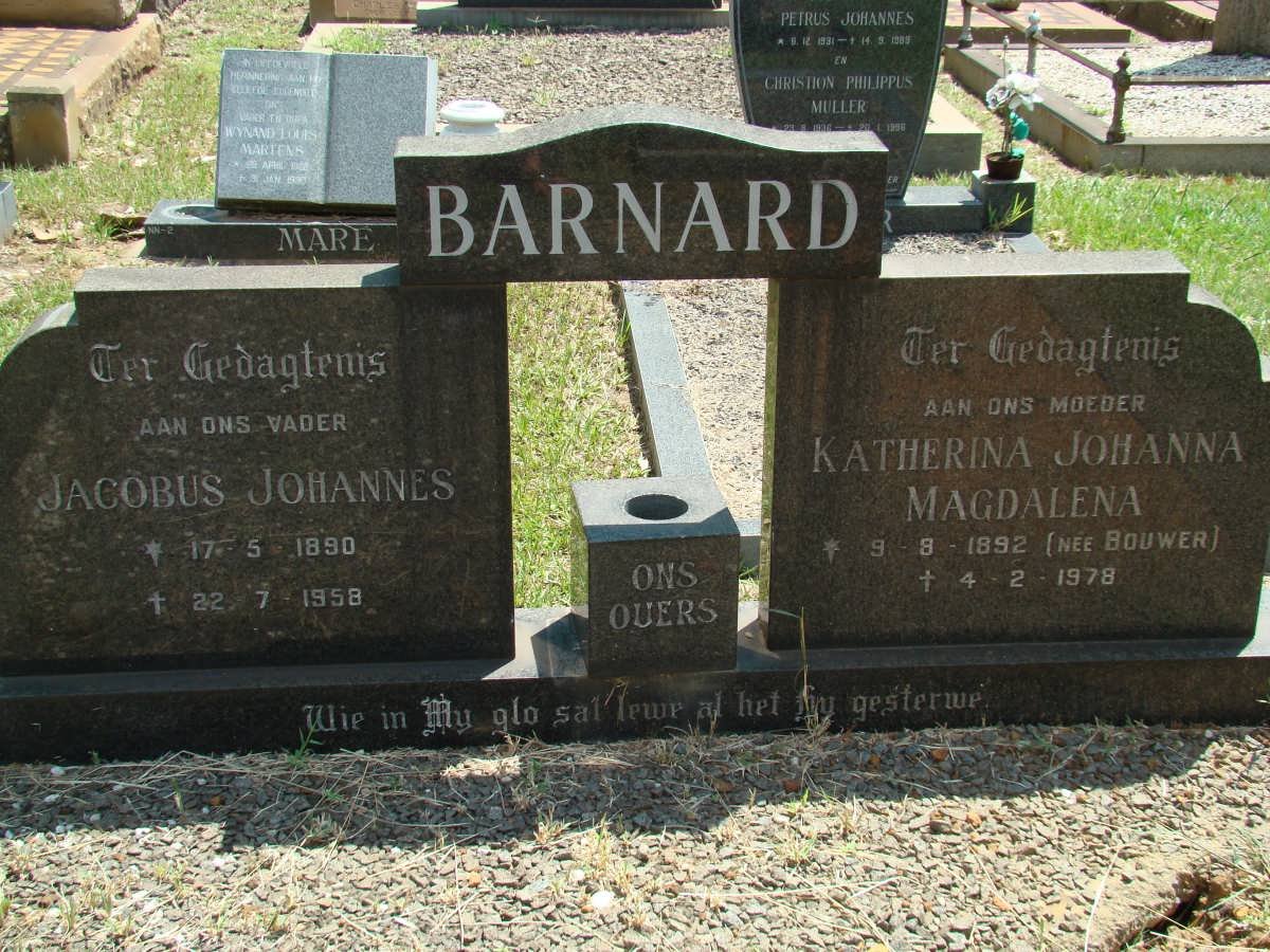 BARNARD Jacobus Johannes 1890-1958 &amp; Katherina Johanna Magdalena BOUWER 1892-1978