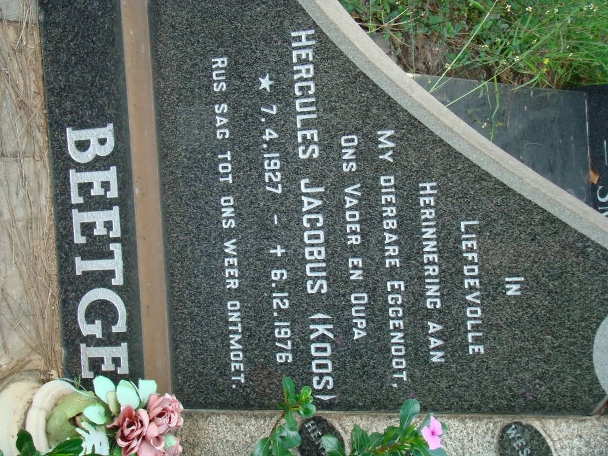 BEETGE Herculas Jacobus 1927-1976