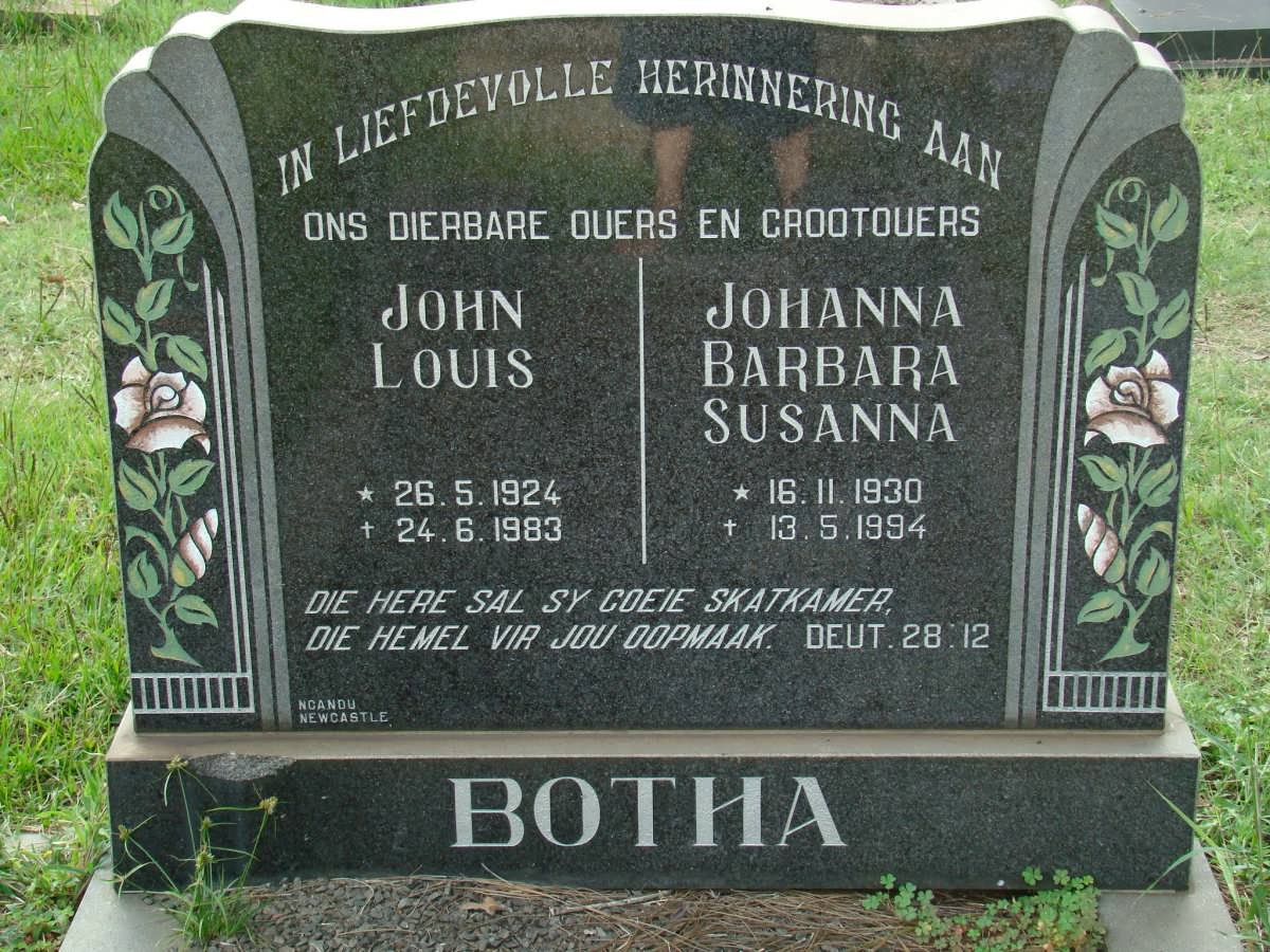 BOTHA Johan Louis 1924-1983 &amp; Johanna Barabra Susanna 1930-1994