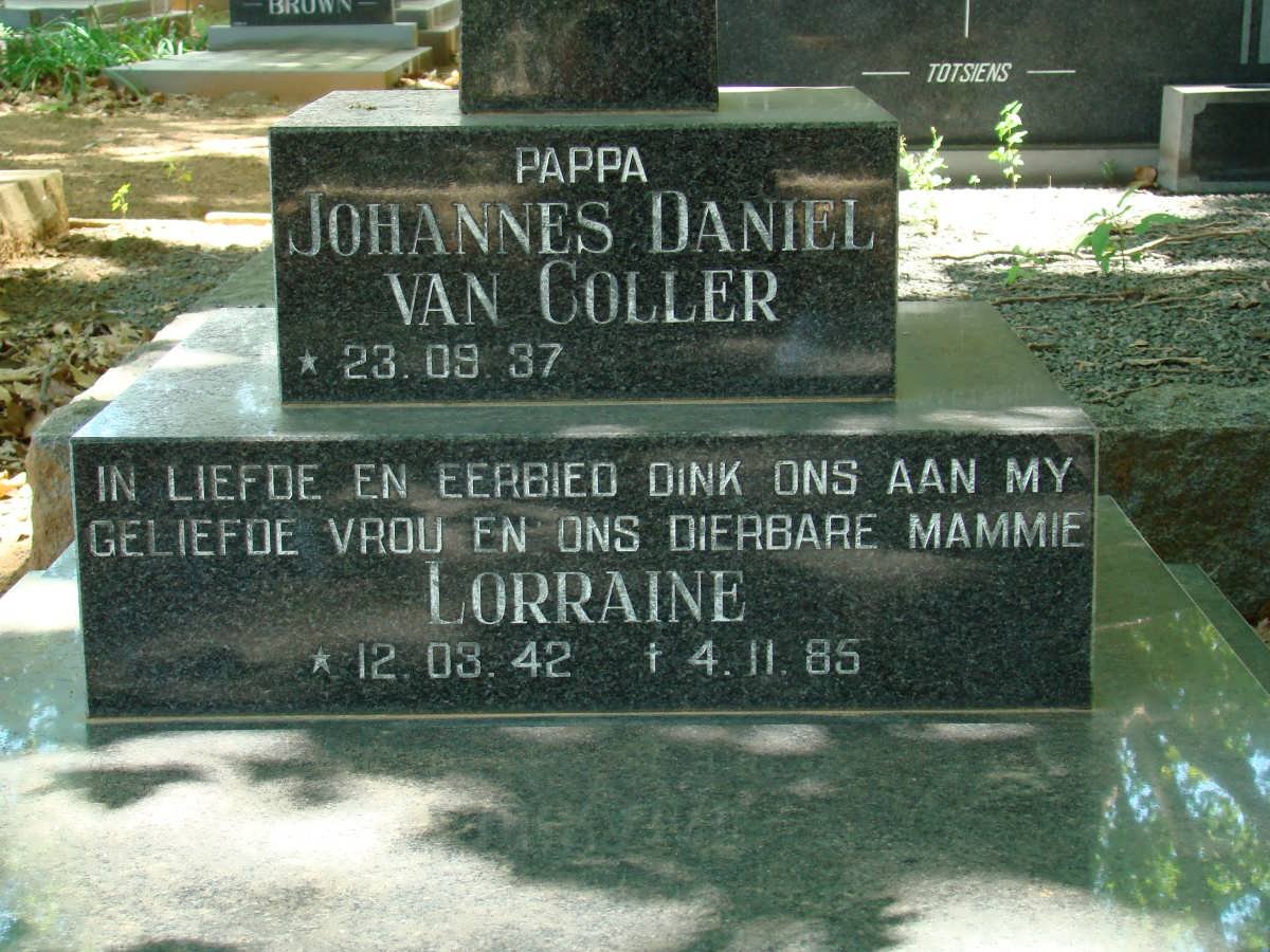 COLLER Johannes Daniel, van 1937- &amp; Lorraine 1942-1985