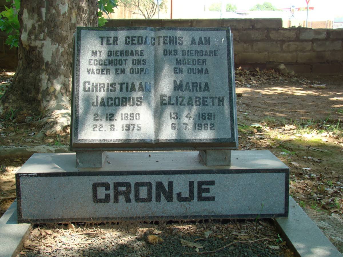 CRONJE Christiaan Jacobus 1890-1975 &amp; Maria Elizabeth 1891-1982