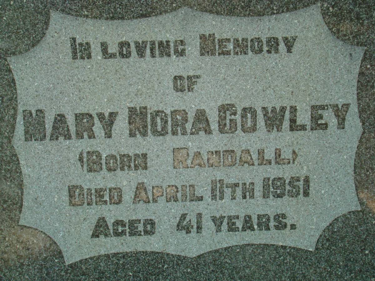 COWLEY Mary Nora nee RANDALL -1951