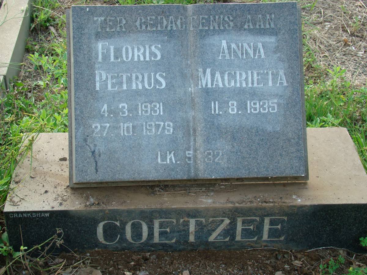 COETZEE Floris Petrus 1931-1979 &amp; Anna Magrieta 1935-