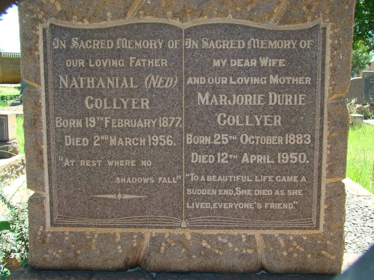 COLLYER Nathanial 1877-1956 &amp; Majorie Durie 1883-1950