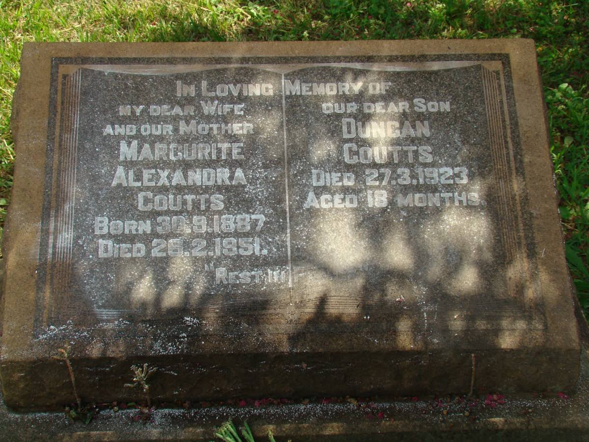 COUTTS Duncan -1923 &amp; Margurite Alexandra 1887-1951