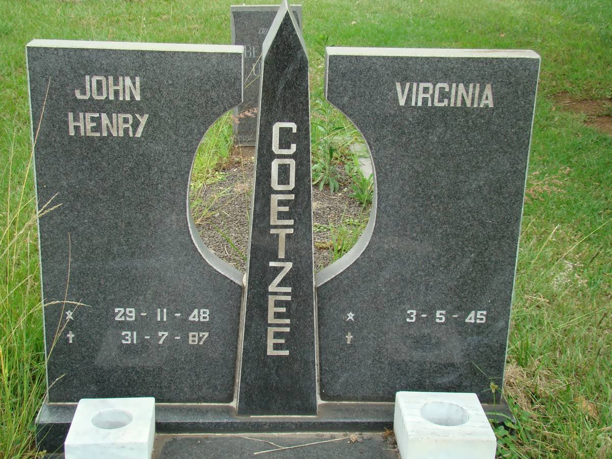COETZEE John Henry 1948-1987 &amp;  Virginia 1945-