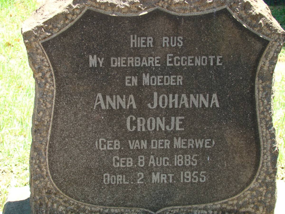 CRONJE Anna Johanna nee VAN DER MERWE 1885-1955