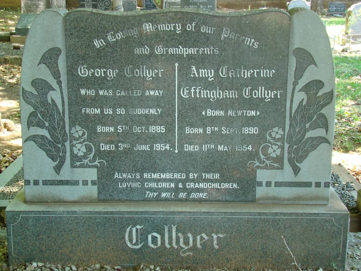 COLLYER George 1885-1954 &amp; Amy Catherine Effingham NEWTON 1890-1954