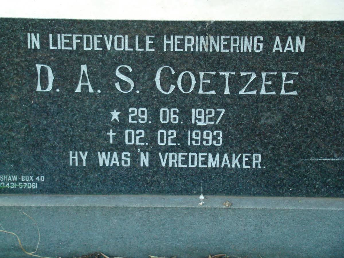 COETZEE D.A.S. 1927-1993