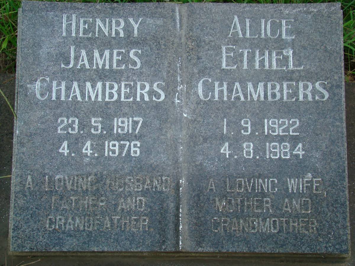 CHAMBERS Henry James 1917-1976 &amp; Alice Ethel 1922-1984