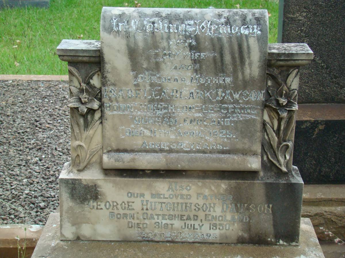 DAWSON George Hutchinson -1950 &amp; Isabella Clark -1929