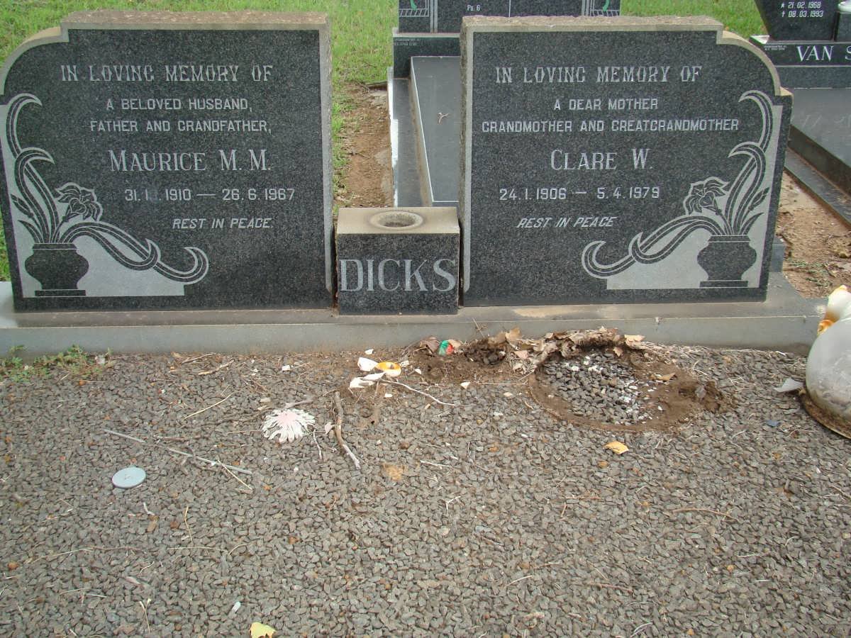 DICKS Maurice M.M. 1910-1967 &amp; Clare W. 1906-1979