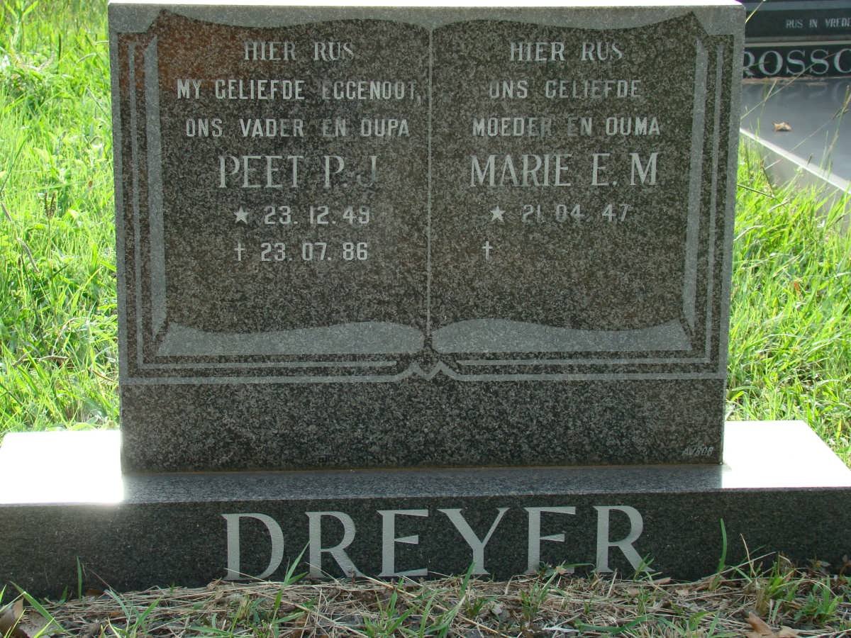 DREYER Peet P.J. 1949-1986 &amp; Marie E.M. 1947-