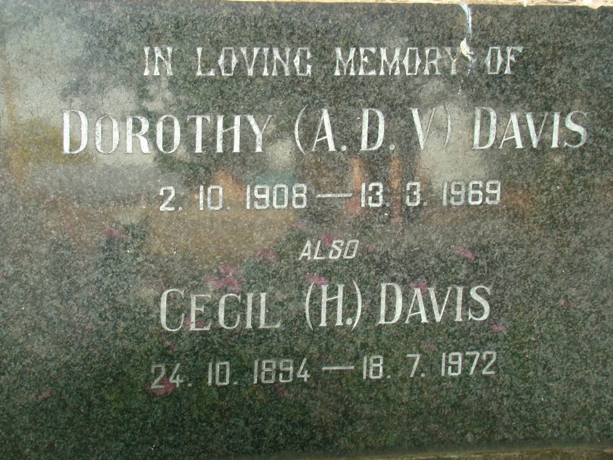 DAVIS H. 1894-1972 &amp; A.D.V. 1908-1969