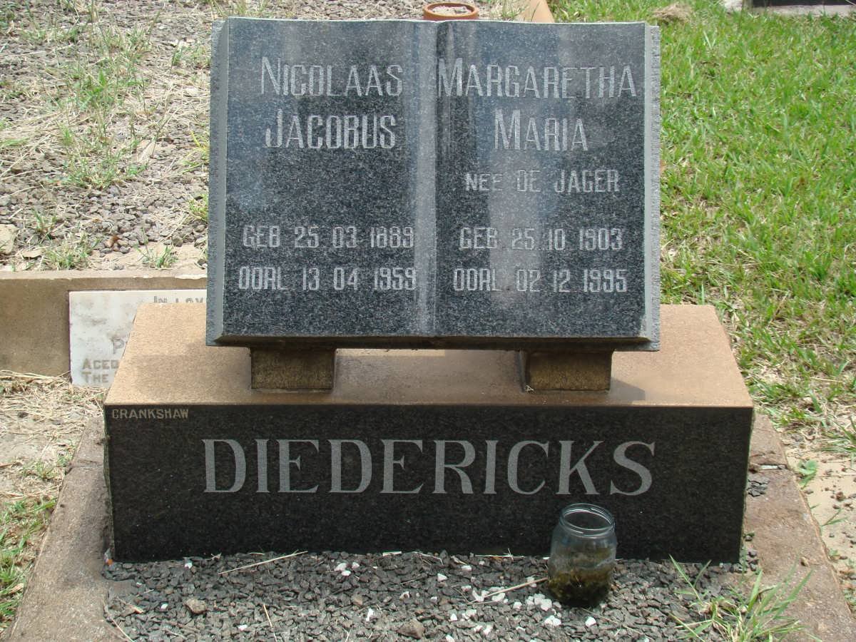 DIEDERICKS Nicolaas Jacobus 1889-1959 &amp; Margaretha Maria DE JAGER 1903-1995
