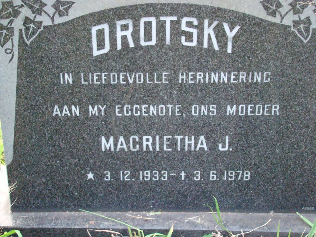 DROTSKY Magrietha J. 1933-1978