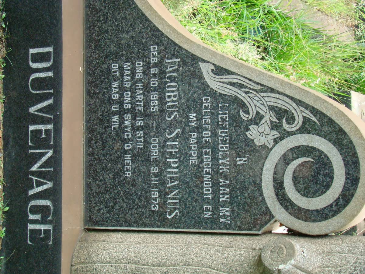 DUVENAGE Jacobus Stephanus 1935-1973