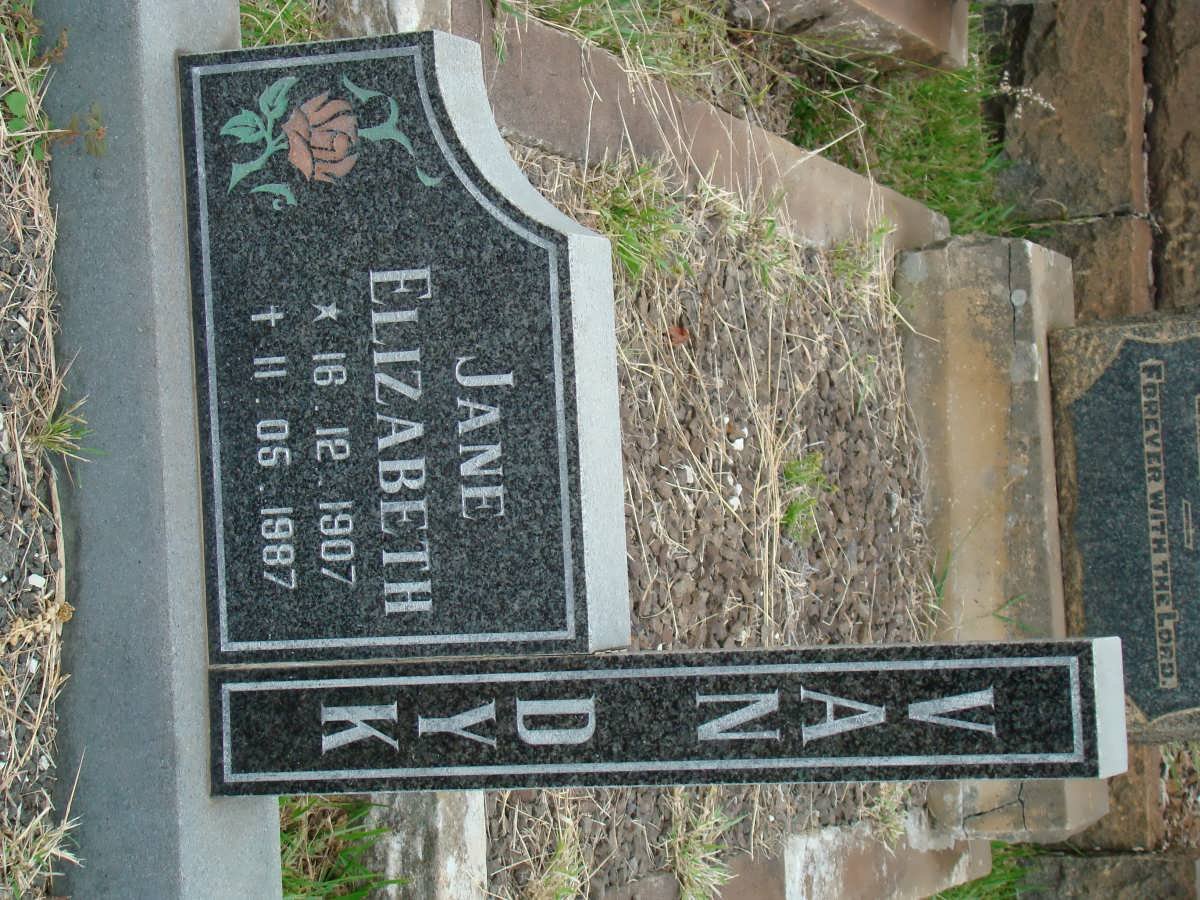 DYK Jane Elizabeth, van 1907-1987