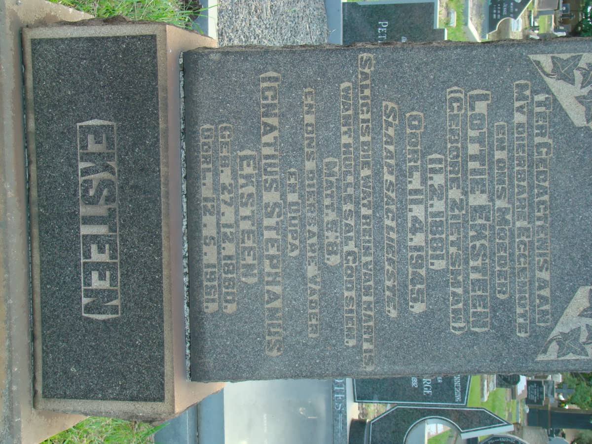 EKSTEEN Ignatius Stephanus 1880-1961 &amp; Lottie ZIETSMAN 1881-1945