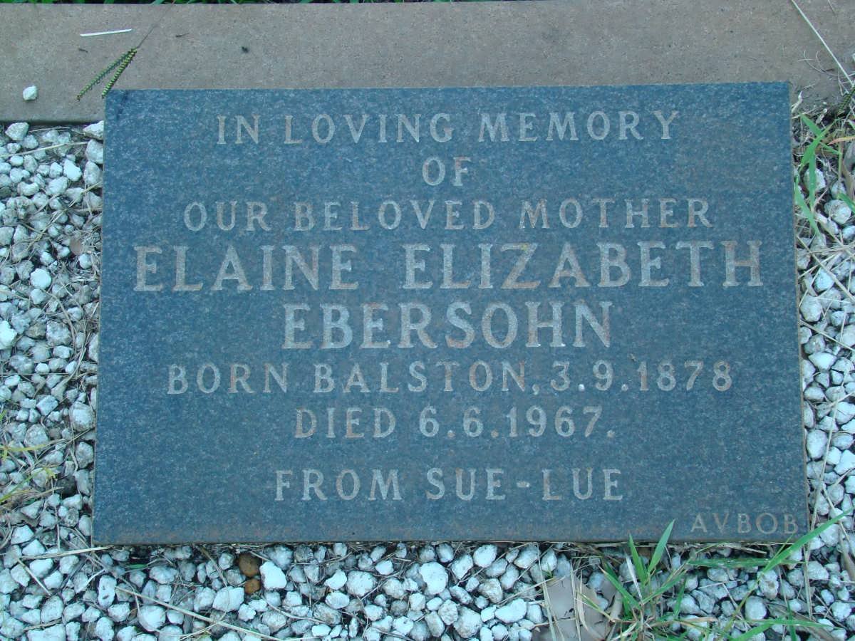 EBERSOHN Elaine Elizabeth 1878-1967