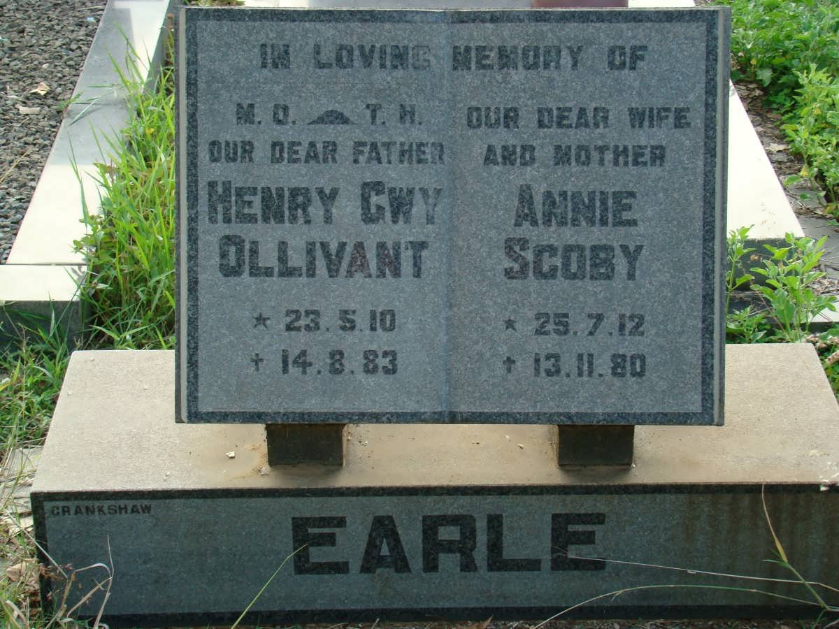 EARLE Henry Gwy Ollivant 1910-1983 &amp; Annie SCOBY 1912-1980