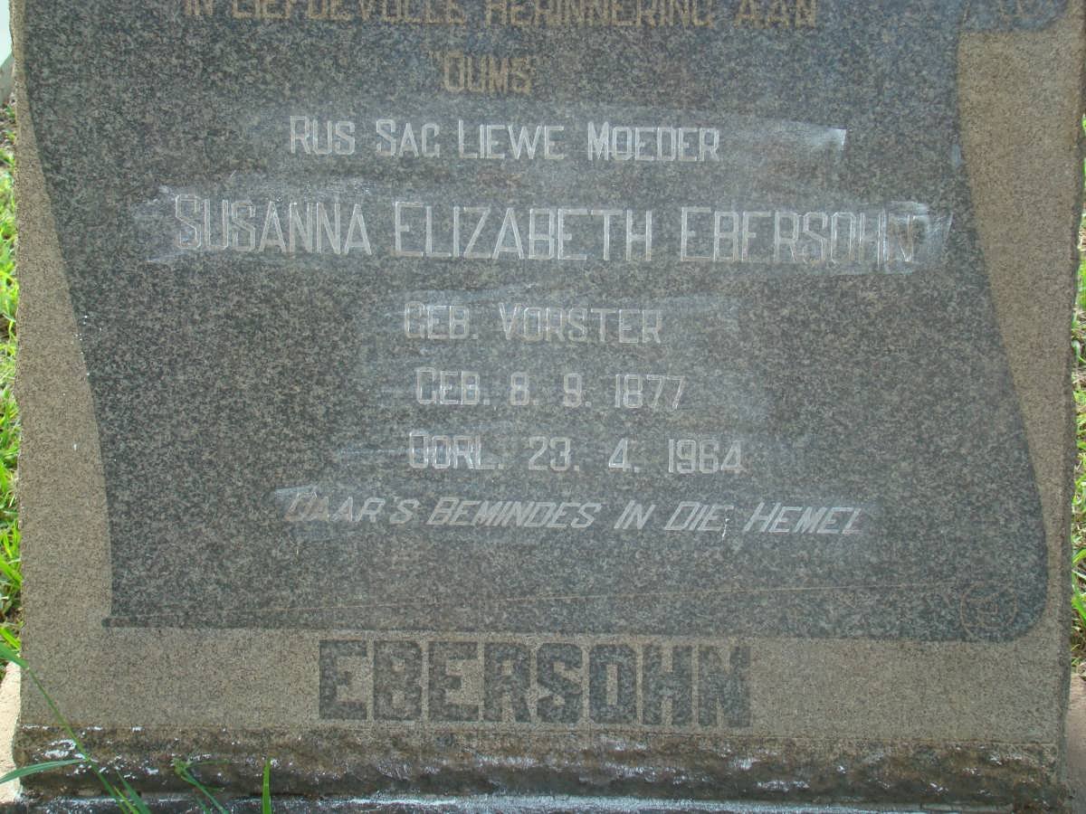 EBERSOHN Susanna Elizabeth nee VORSTER 1877-1964