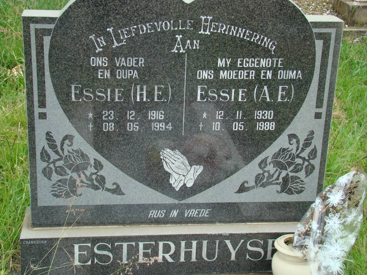 ESTERHUYSEN H.E. 1916-1994 &amp; A.E. 1930-1988