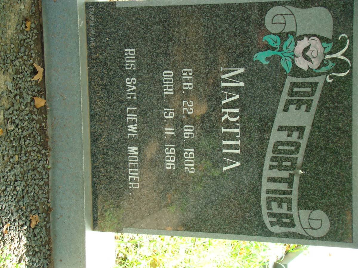 FORTIER Martha, De 1902-1986