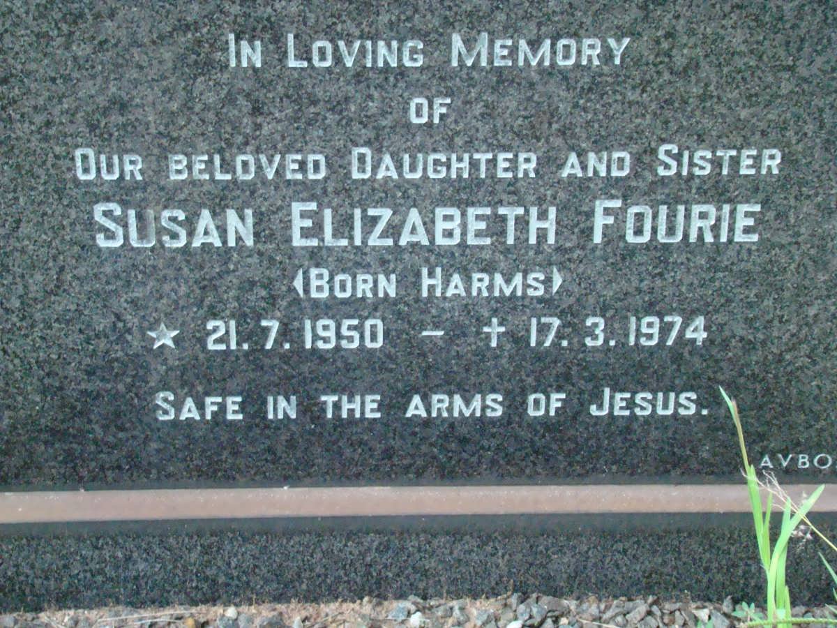 FOURIE Susan Elizabeth nee HARMS 1950-1974