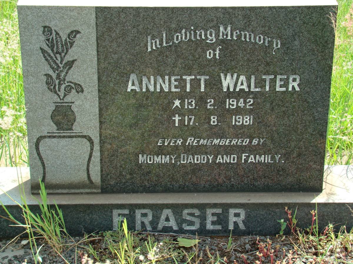 FRASER Annett Walter 1942-1981