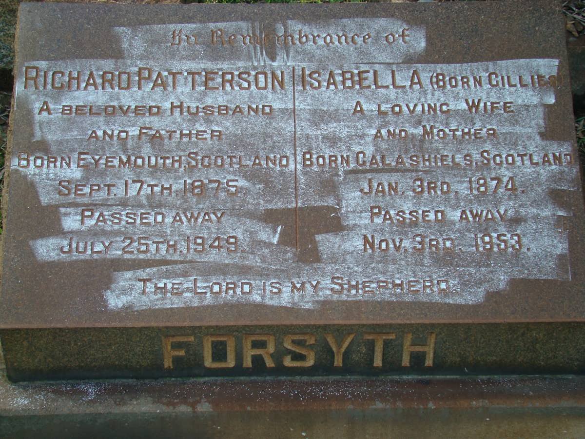 FORSYTH Richard Patterson 1875-1949 &amp; Isabella GILLIES 1874-1953