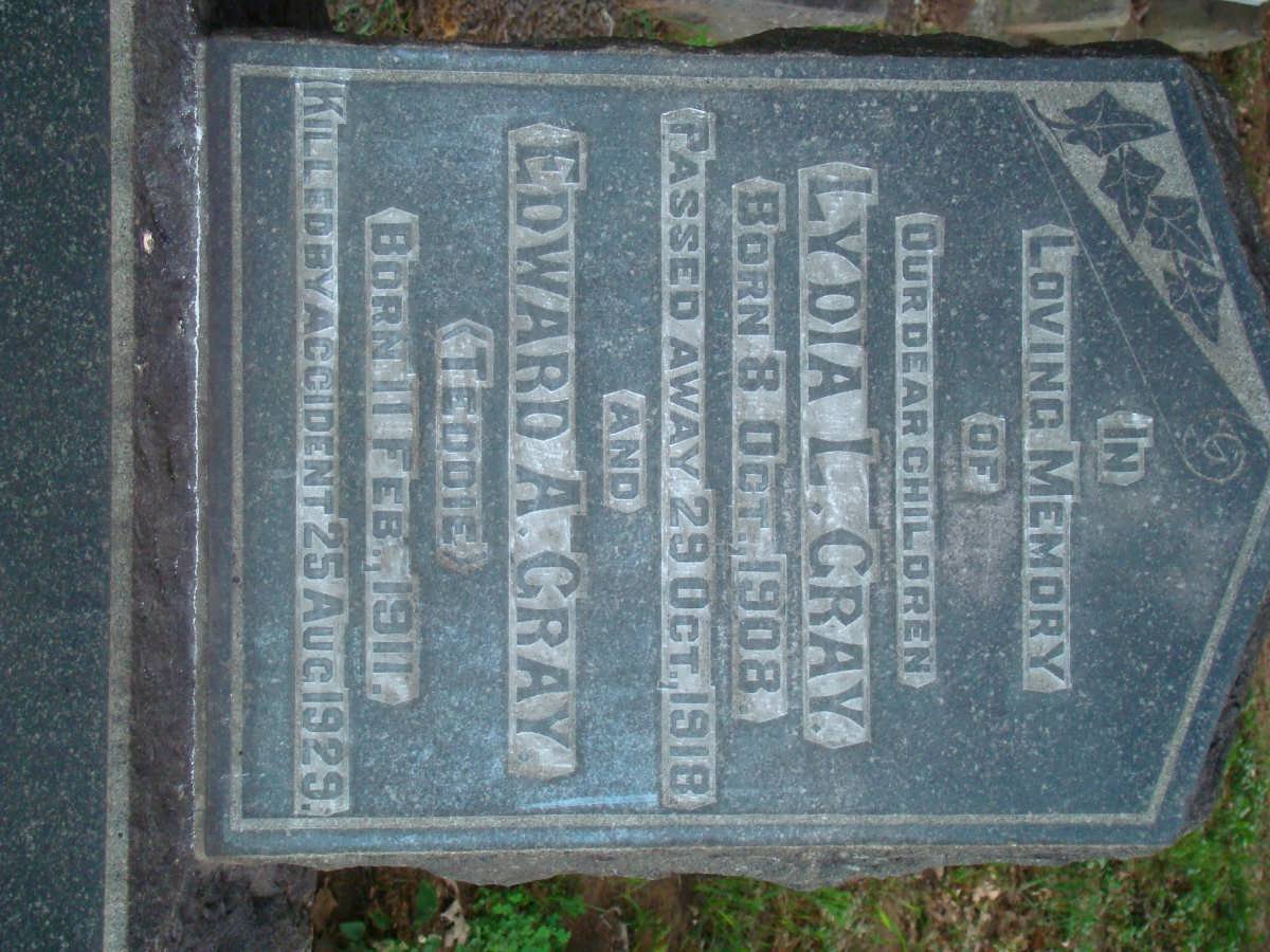 GRAY Edward A. 1911-1929 :: GRAY Lydia L. 1908-1918
