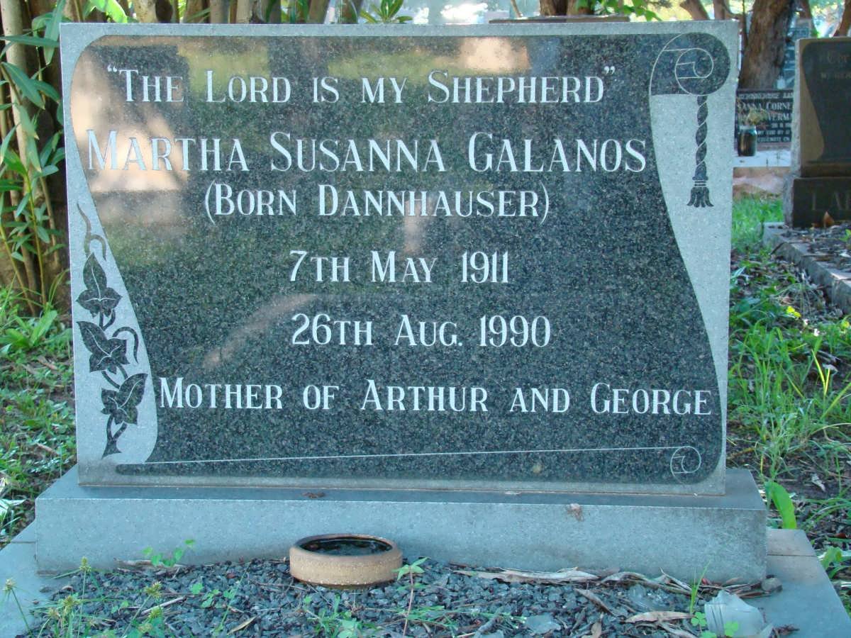 GALANOS Martha Susanna nee DANNHAUSER 1911-1990