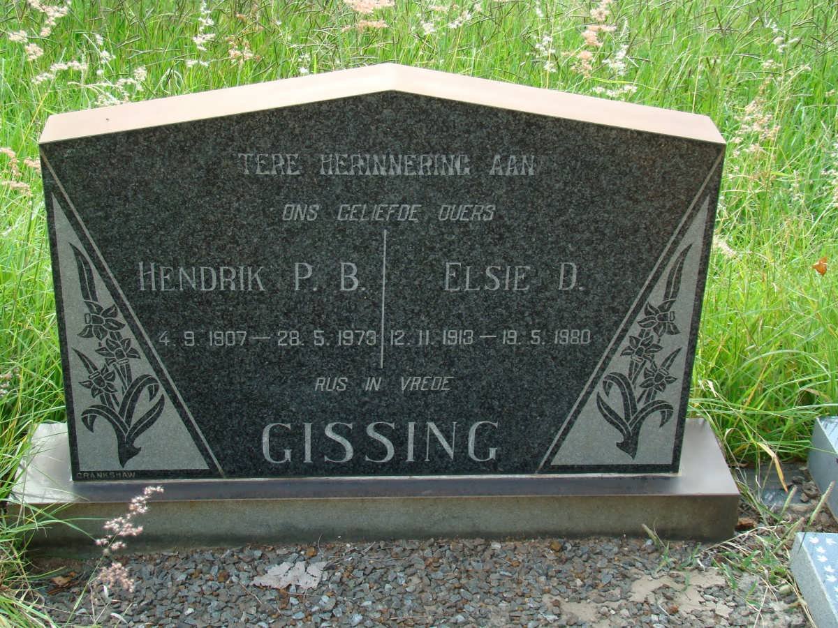 GISSING Hendrik P.B. 1907-1973 &amp; Elsie D. 1913-1980